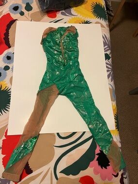 Green Sequin Illusion Panel Dance Leotard - Custom - Fits a CM (7-8)